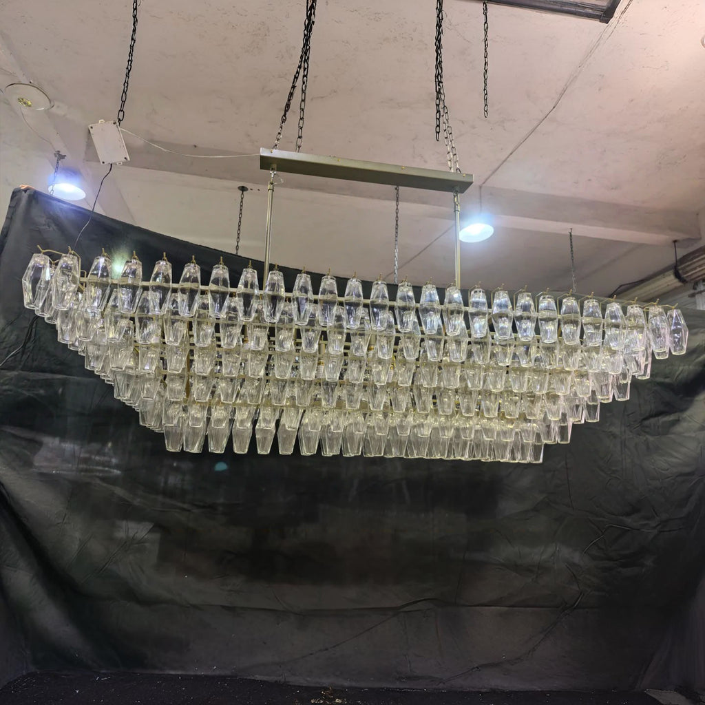 74 Inch Clear Murano Glass Tiered Rectangular Chandelier - Chiara