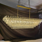 74 Inch Clear Murano Glass Tiered Rectangular Chandelier - Chiara