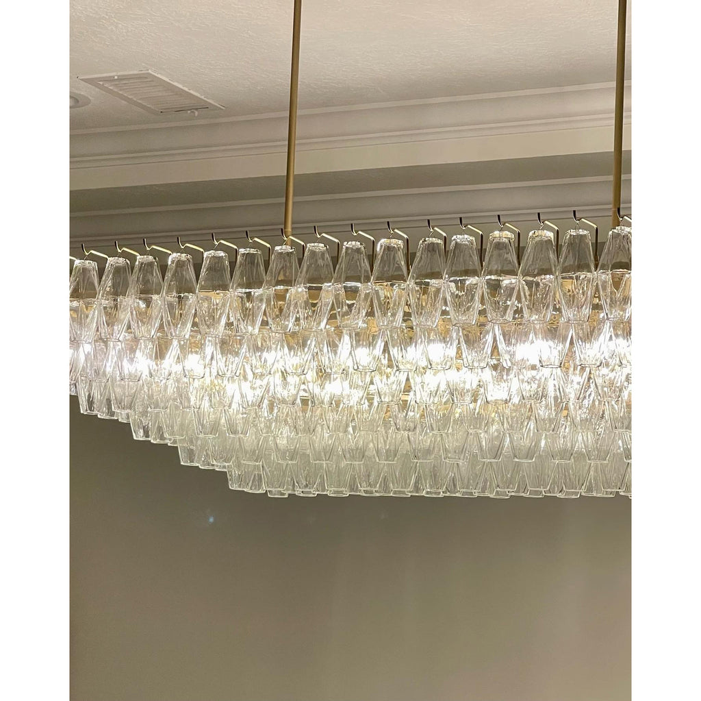 74 Inch Clear Murano Glass Tiered Rectangular Chandelier - Chiara