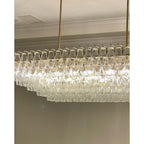 74 Inch Clear Murano Glass Tiered Rectangular Chandelier - Chiara