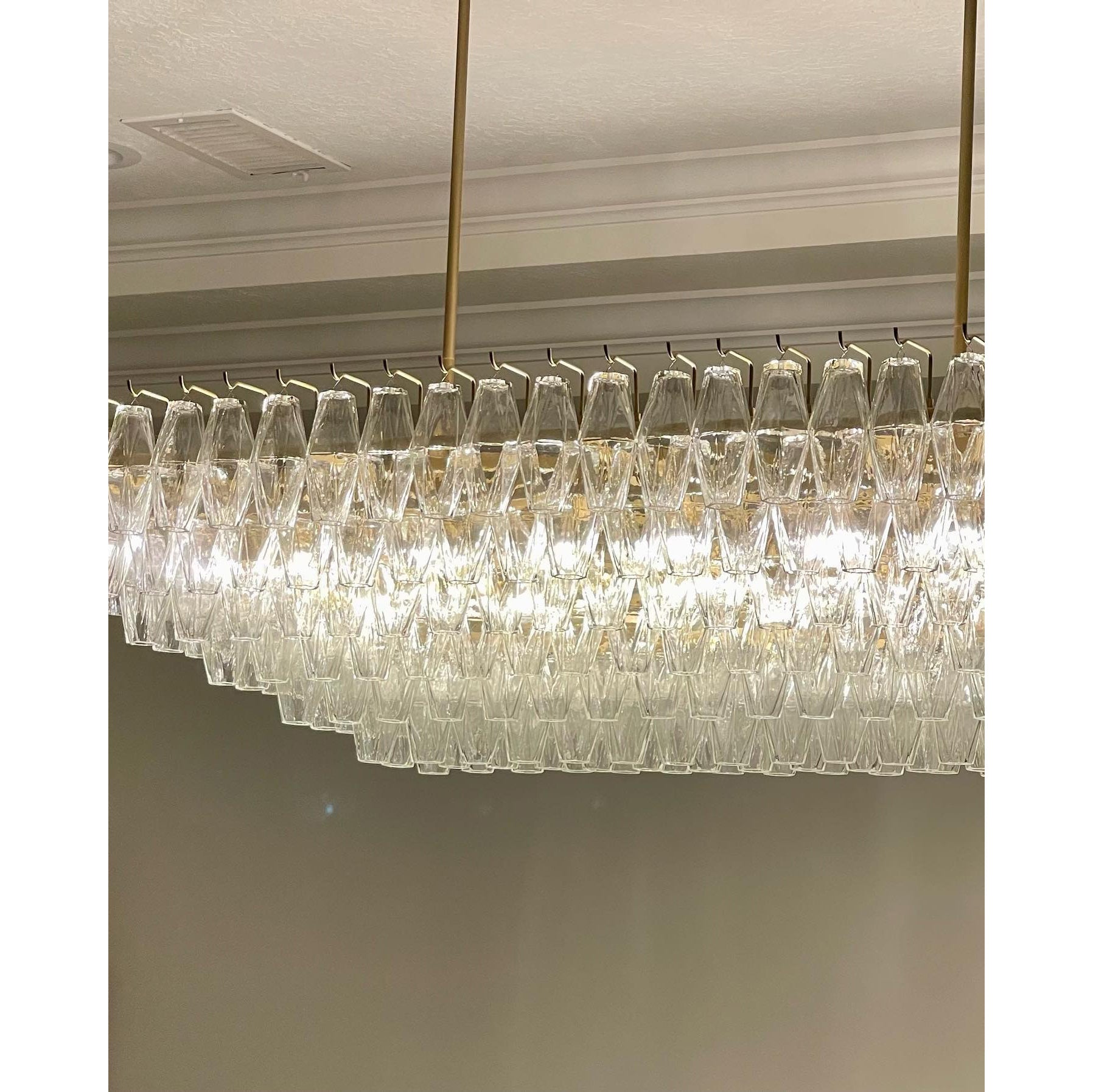 74 Inch Clear Murano Glass Tiered Rectangular Chandelier - Chiara