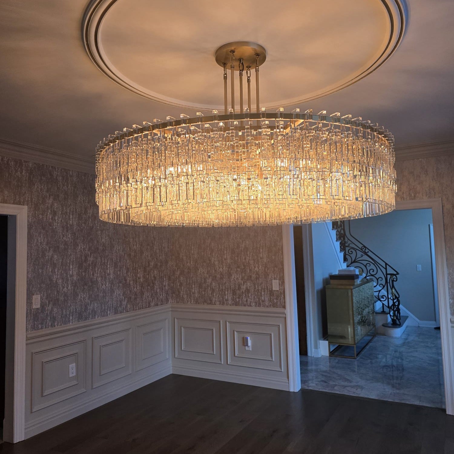 Lustre Rond à Chaîne de Cristal de 60 Pouces - Marignan