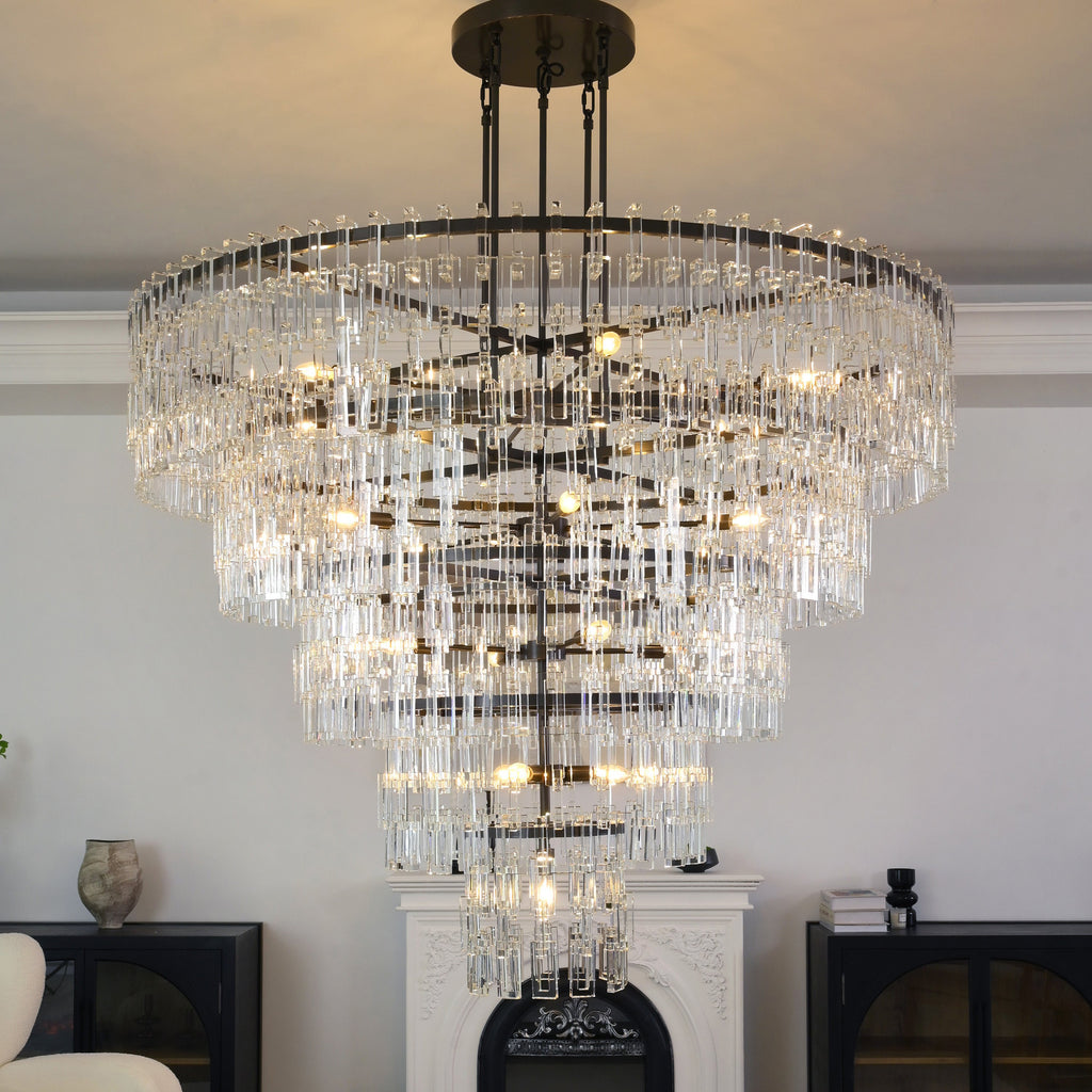 60 Inch Chain Crystal Tiered Chandelier - Marignan