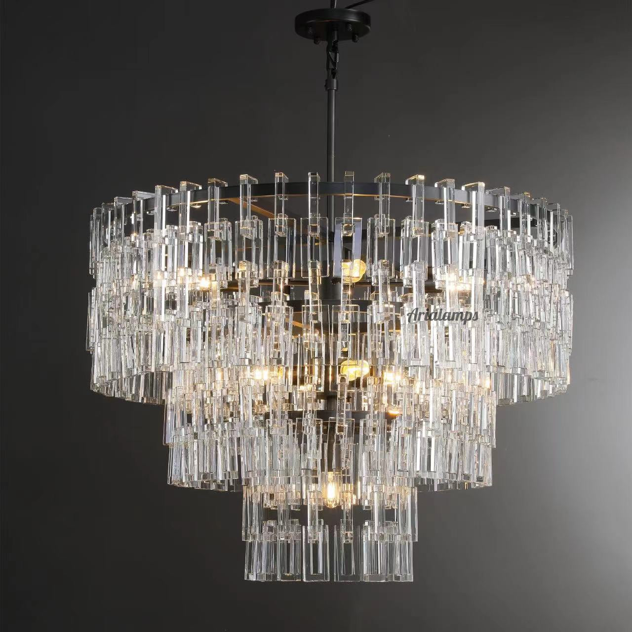 36 Inch Chain Crystal Tiered Chandelier - Marignan