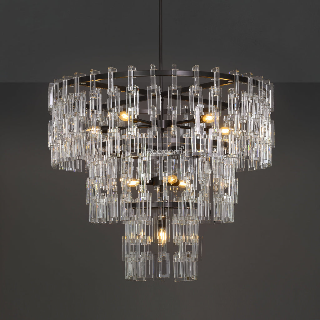 36 Inch Chain Crystal Tiered Chandelier - Marignan
