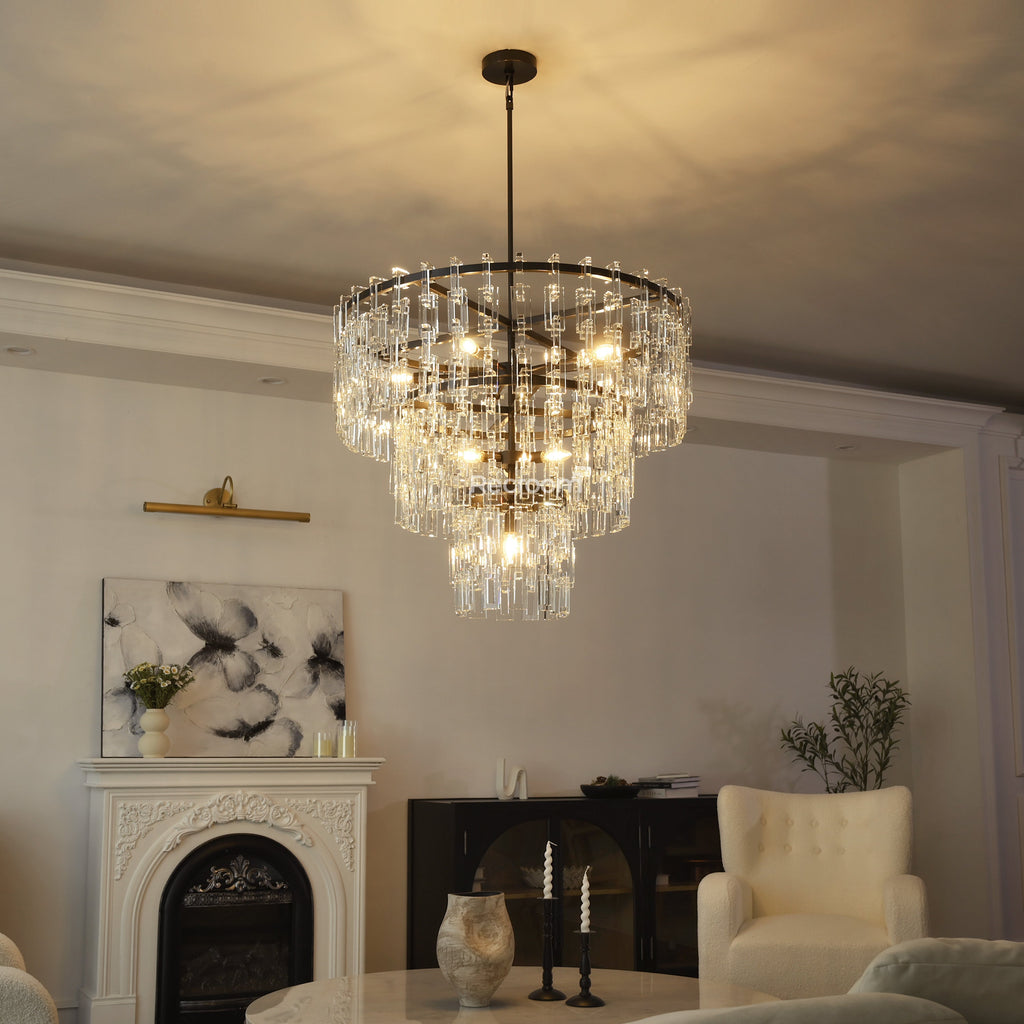 36 Inch Chain Crystal Tiered Chandelier - Marignan