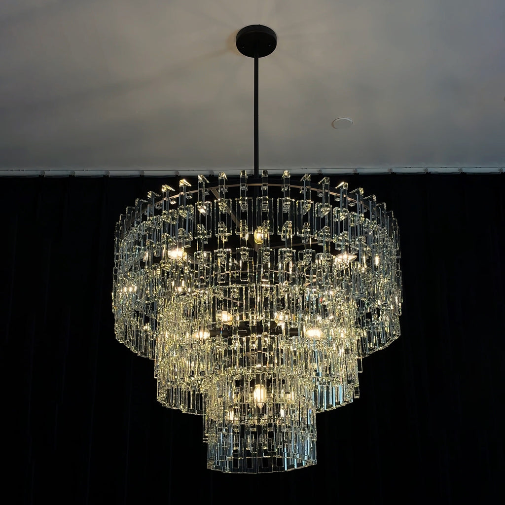 36 Inch Tiered Crystal Chain Chandelier - Marignan