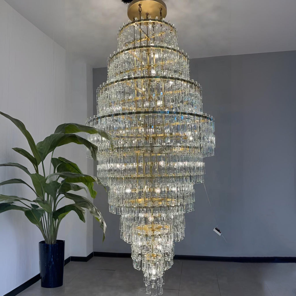 48 Inch Chain Crystal Tiered Long Chandelier - Marignan