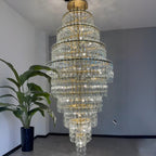 48 Inch Chain Crystal Tiered Long Chandelier - Marignan