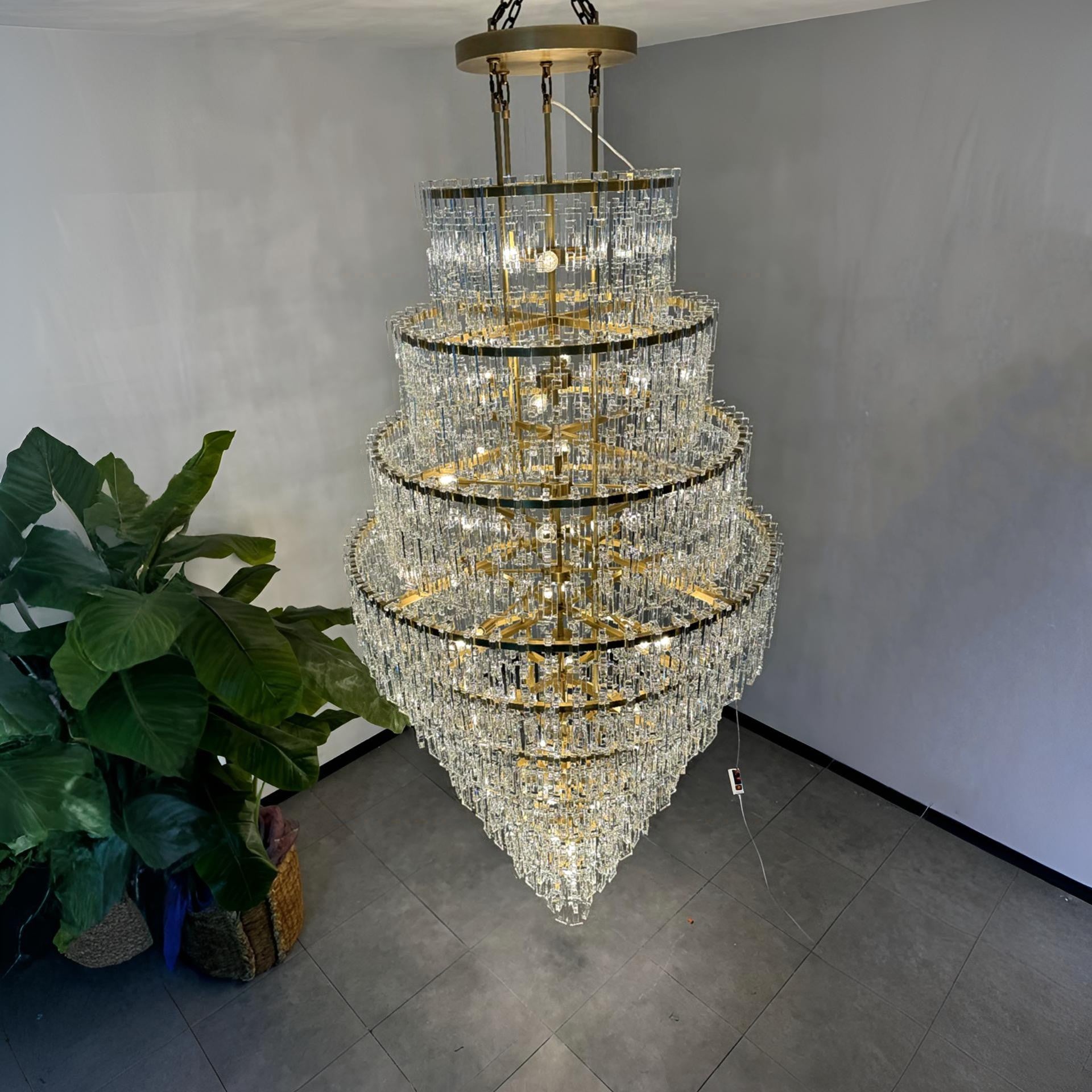 48 Inch Chain Crystal Tiered Long Chandelier - Marignan