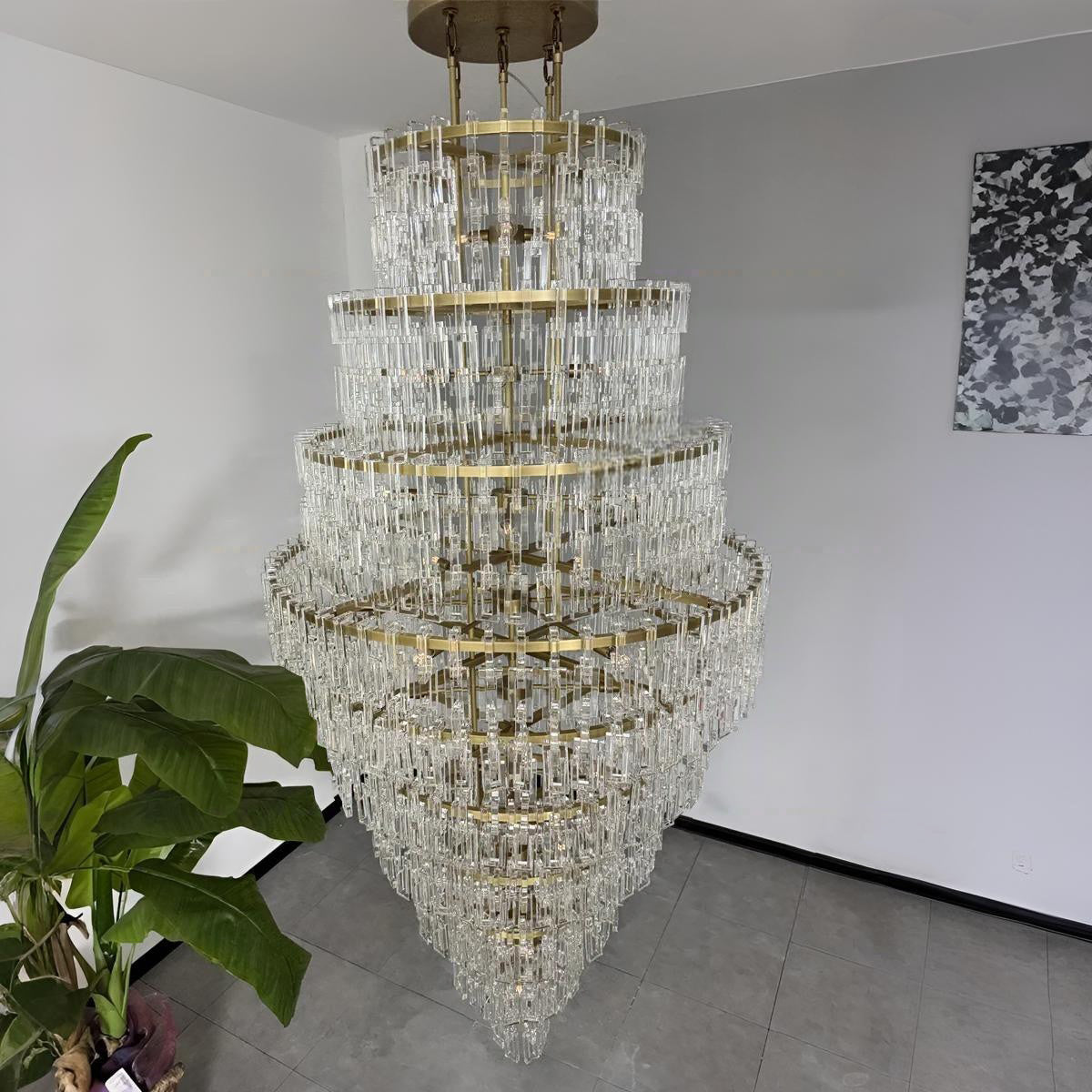 48 Inch Chain Crystal Tiered Long Chandelier - Marignan