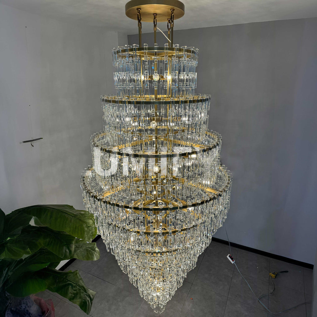 48 Inch Chain Crystal Tiered Long Chandelier - Marignan