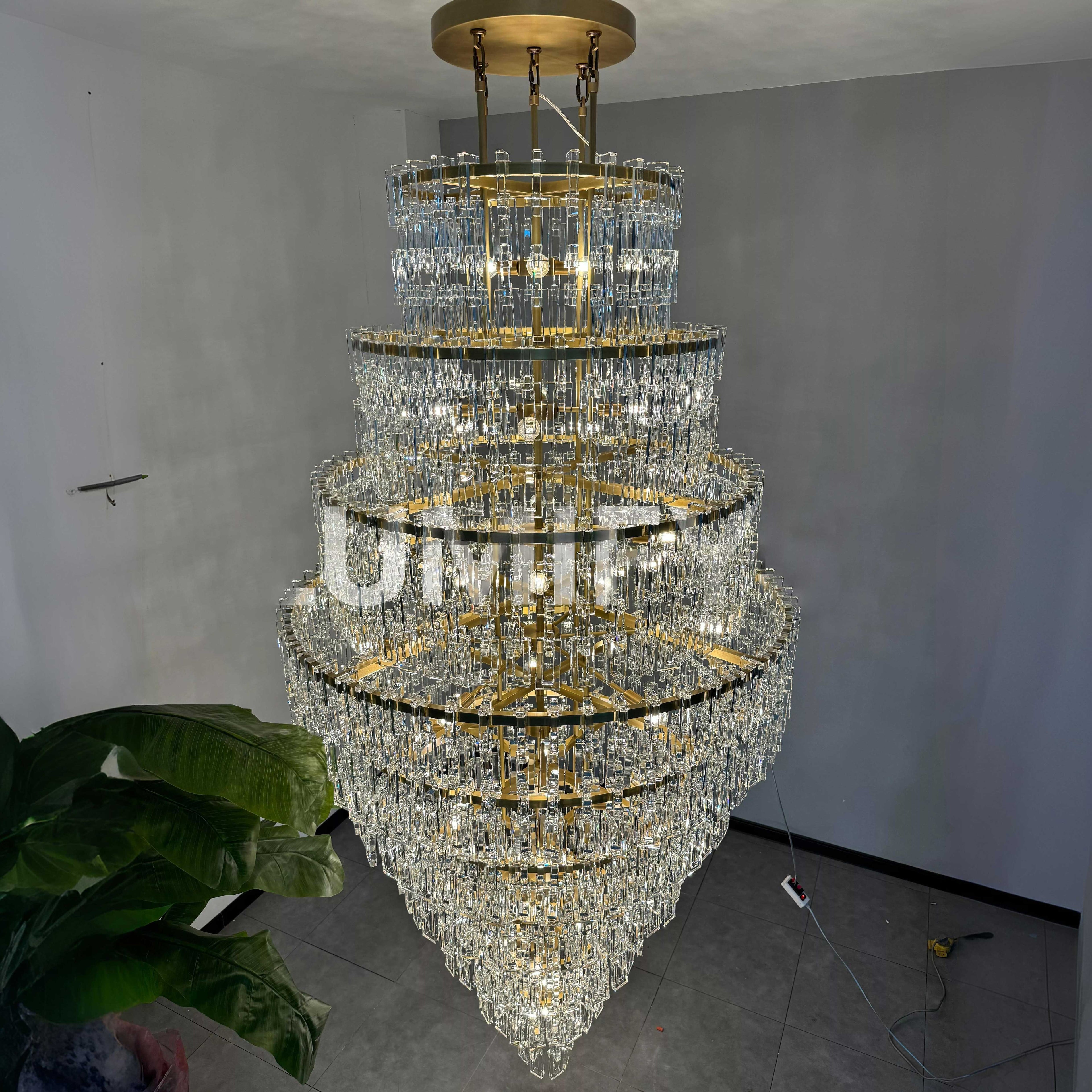 48 Inch Chain Crystal Tiered Long Chandelier - Marignan