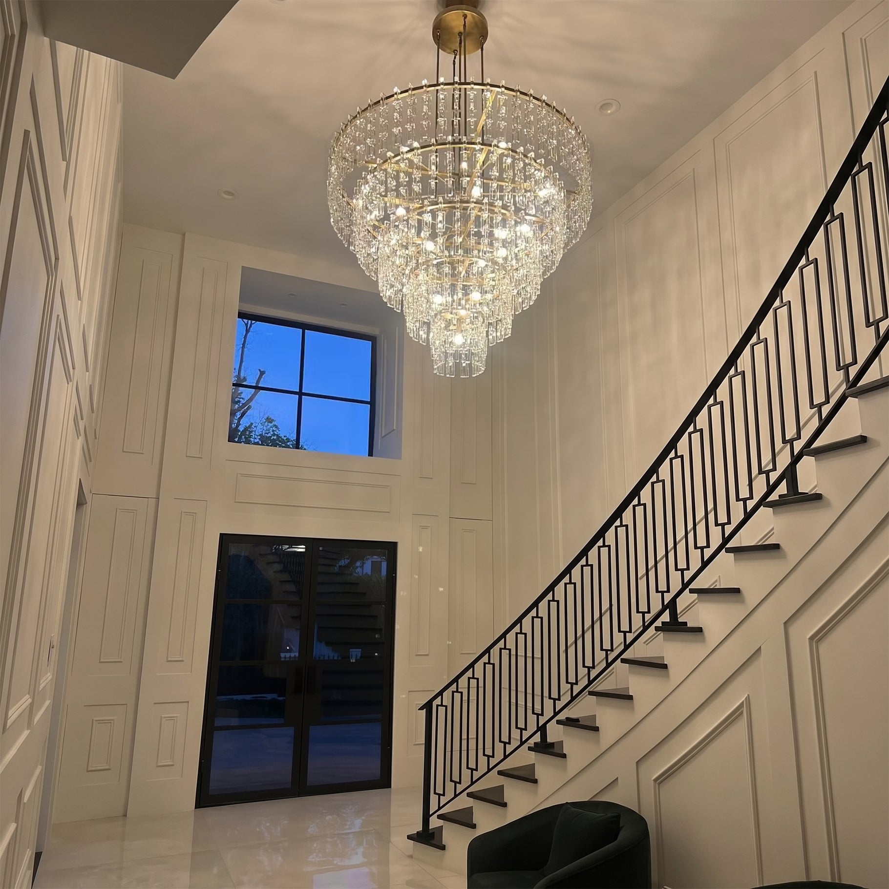 60 Inch Chain Crystal Tiered Chandelier - Marignan
