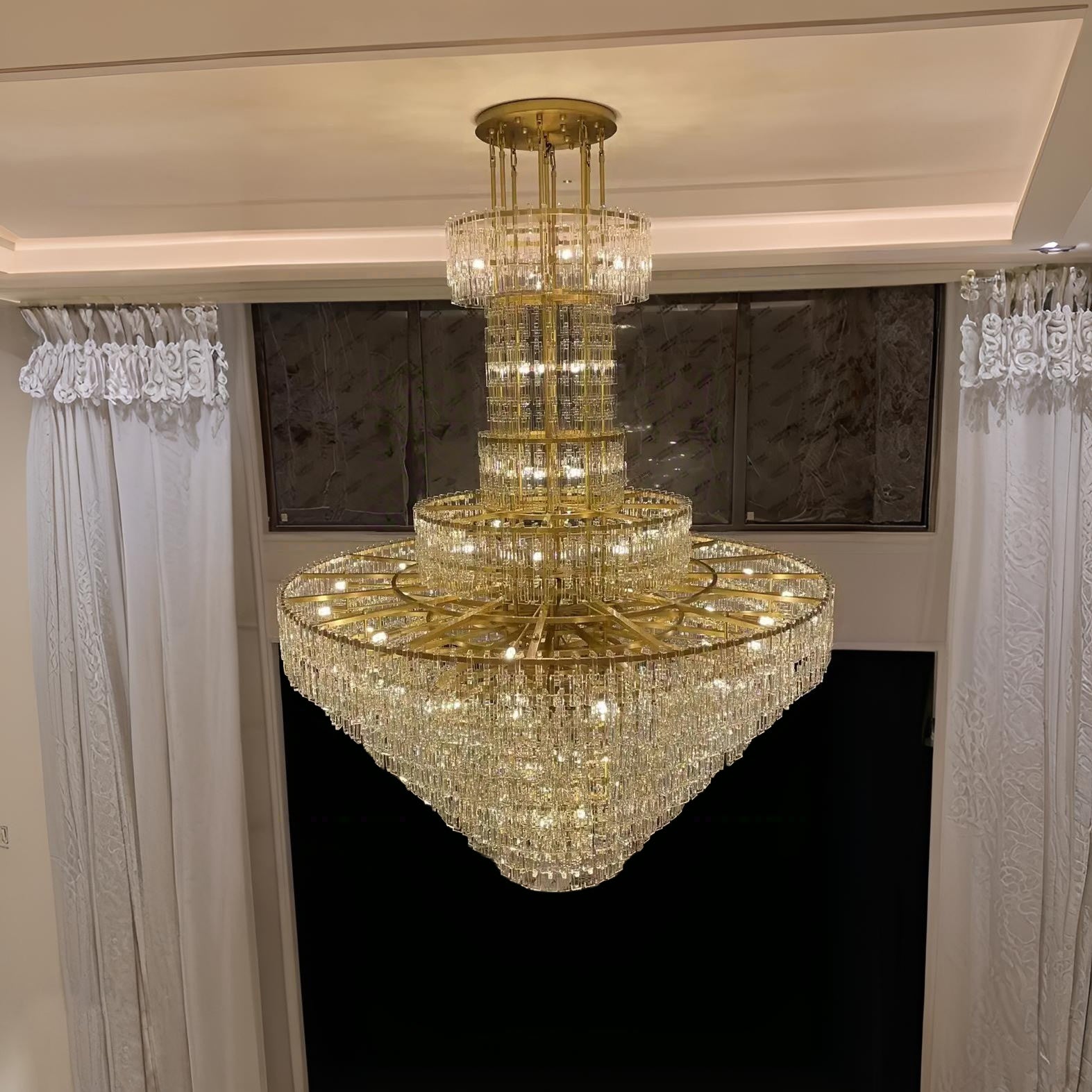 72 Inch Chain Crystal Tiered Massive Chandelier - Marignan
