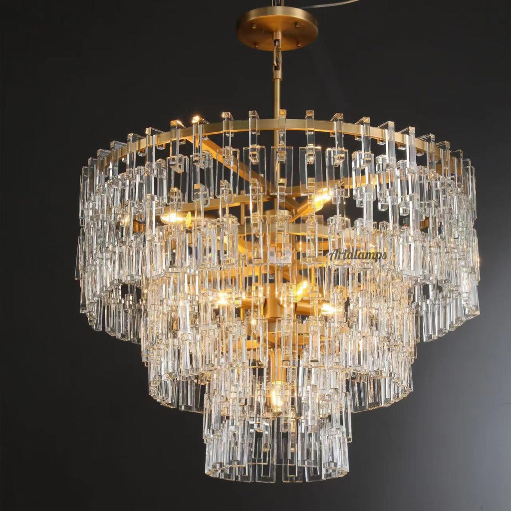 36 Inch Chain Crystal Tiered Chandelier - Marignan