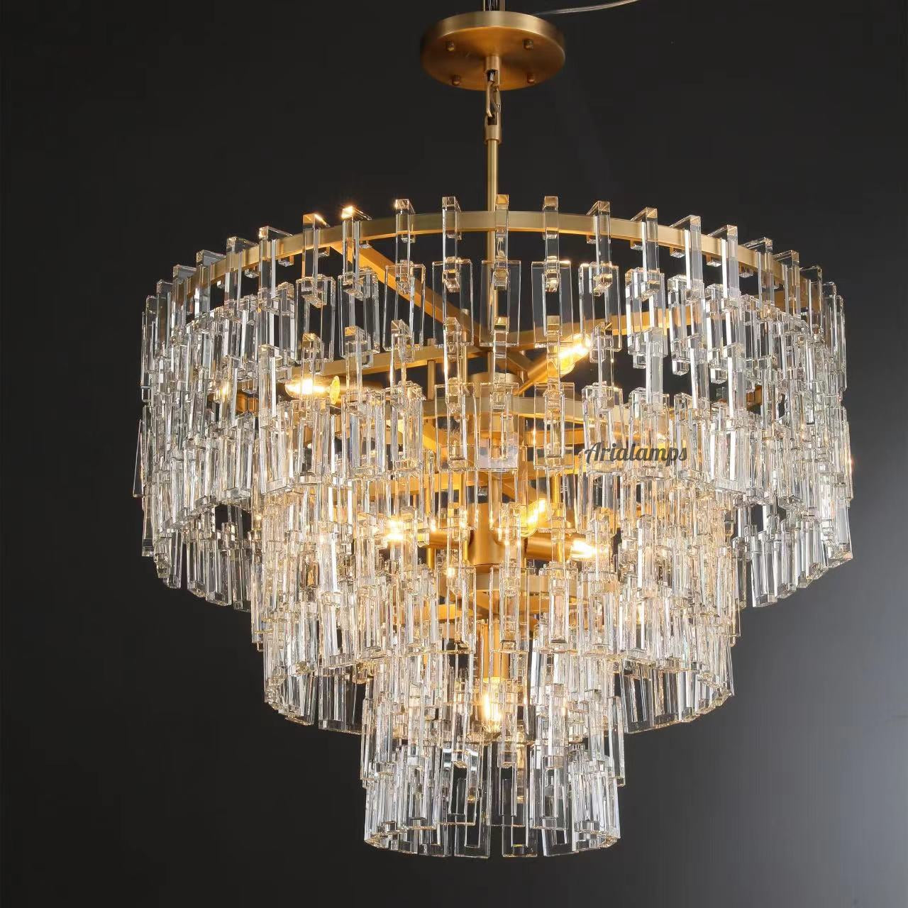 36 Inch Chain Crystal Tiered Chandelier - Marignan