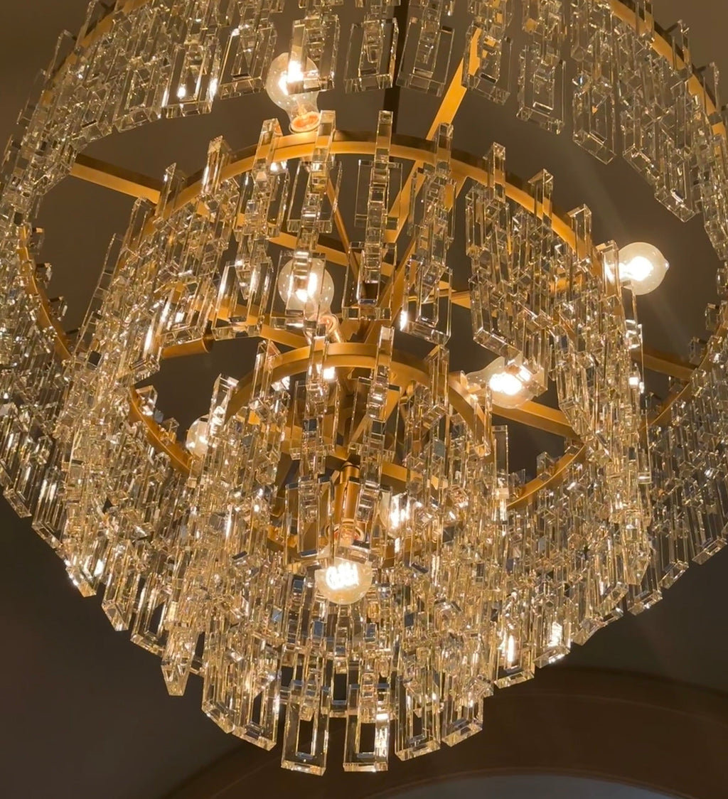 36 Inch Chain Crystal Tiered Chandelier - Marignan