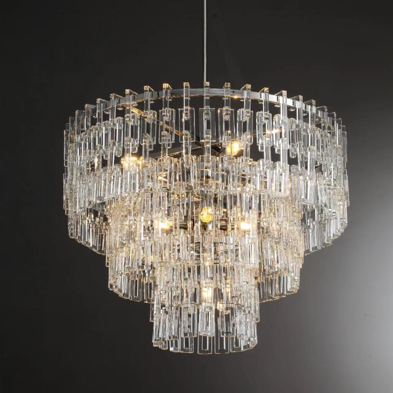 36 Inch Chain Crystal Tiered Chandelier - Marignan