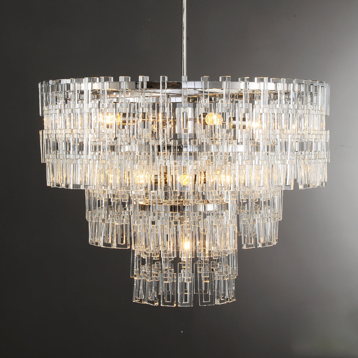 36 Inch Tiered Crystal Chain Chandelier - Marignan