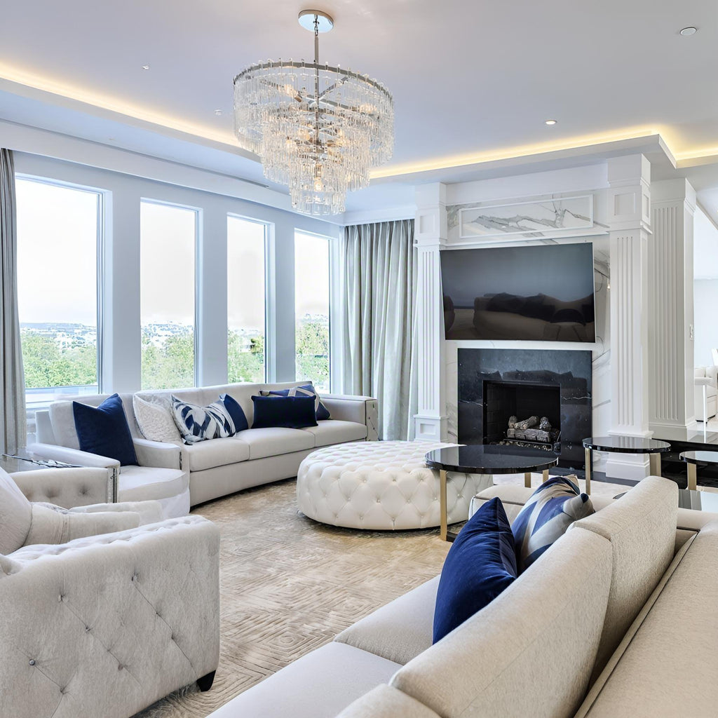 36 Inch Chain Crystal Tiered Chandelier - Marignan