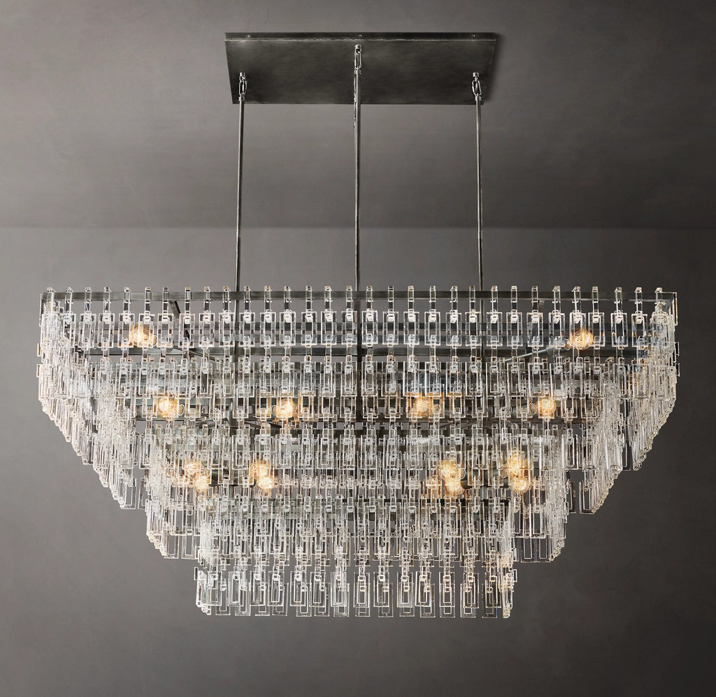 72 Inch Chain Crystal Tiered Rectangular Chandelier - Marignan