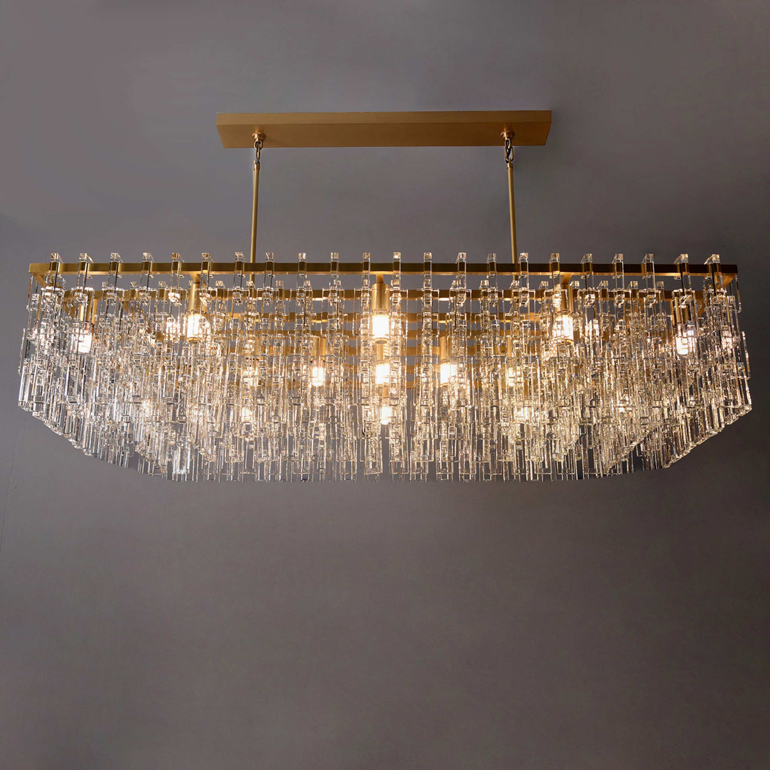 60 Inch Chain Crystal Rectangular Chandelier - Marignan