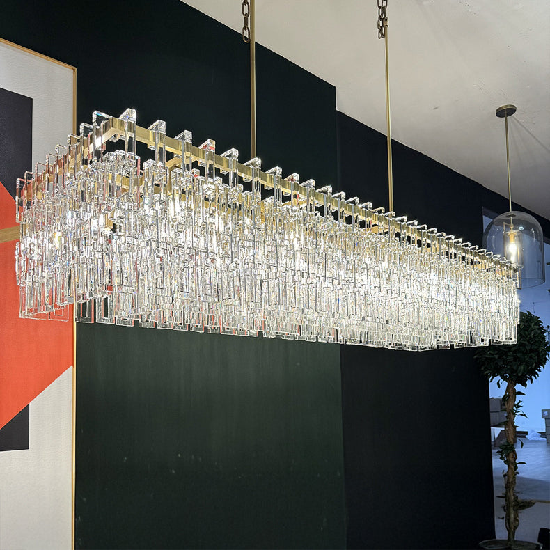 60 Inch Chain Crystal Rectangular Chandelier - Marignan