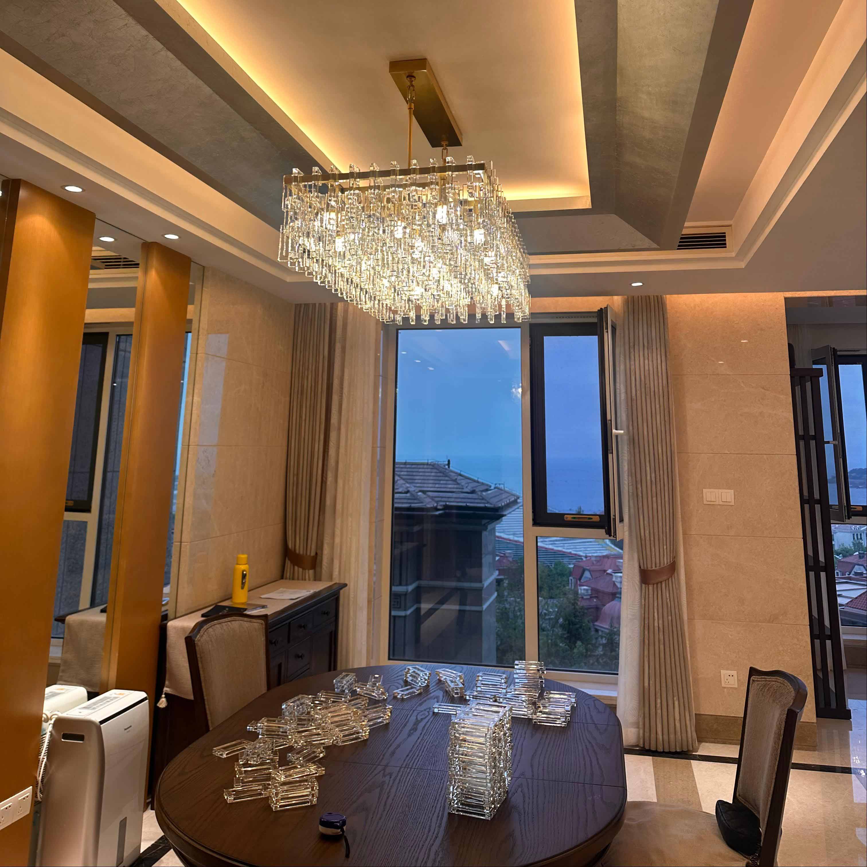 60 Inch Chain Crystal Rectangular Chandelier - Marignan