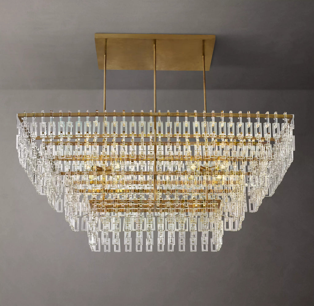 72 Inch Chain Crystal Tiered Rectangular Chandelier - Marignan