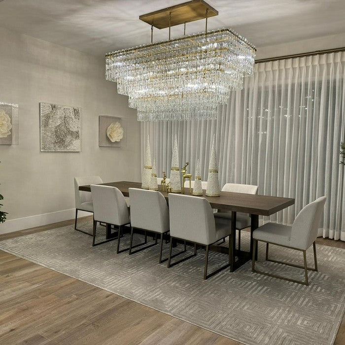 72 Inch Chain Crystal Tiered Rectangular Chandelier - Marignan