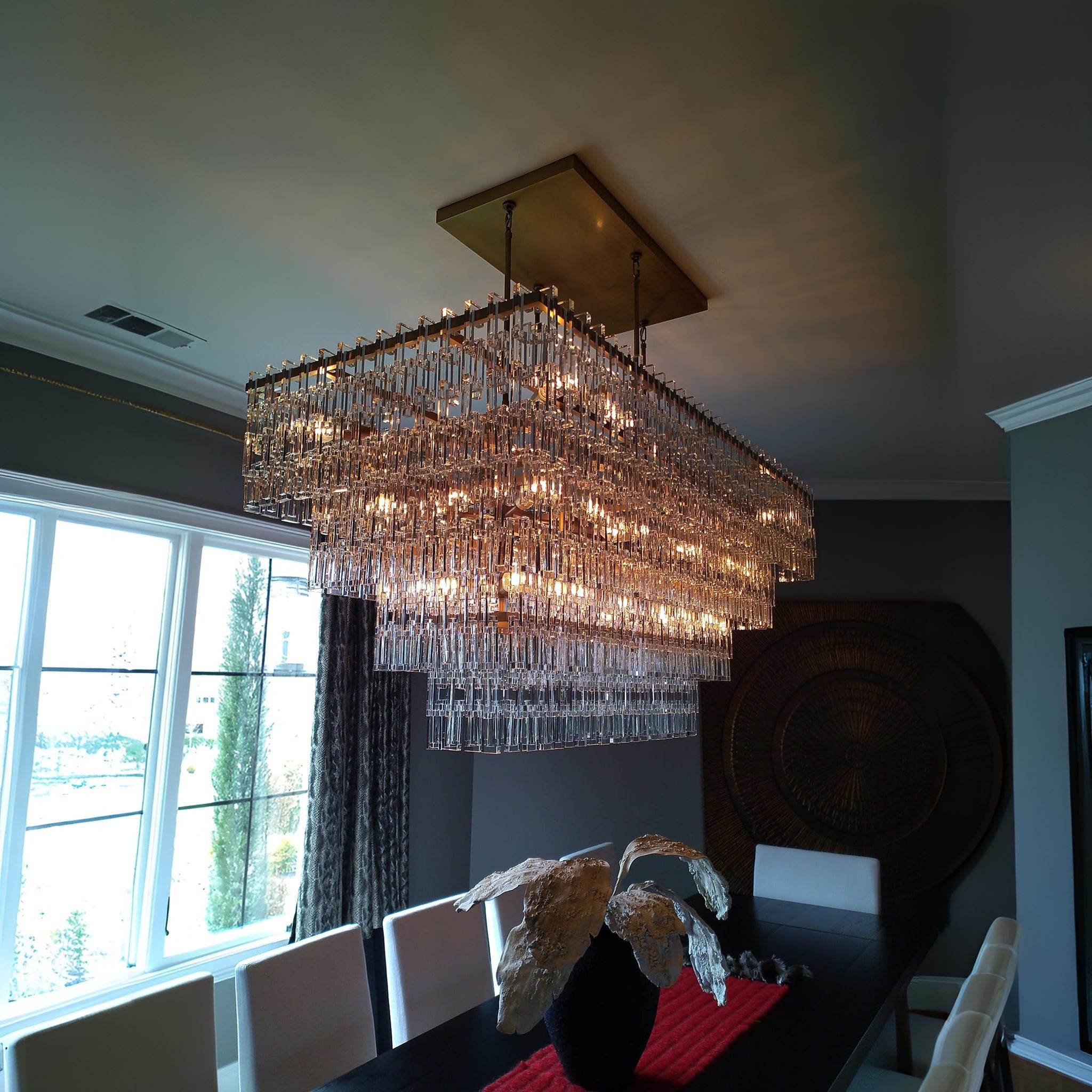 72 Inch Chain Crystal Tiered Rectangular Chandelier - Marignan