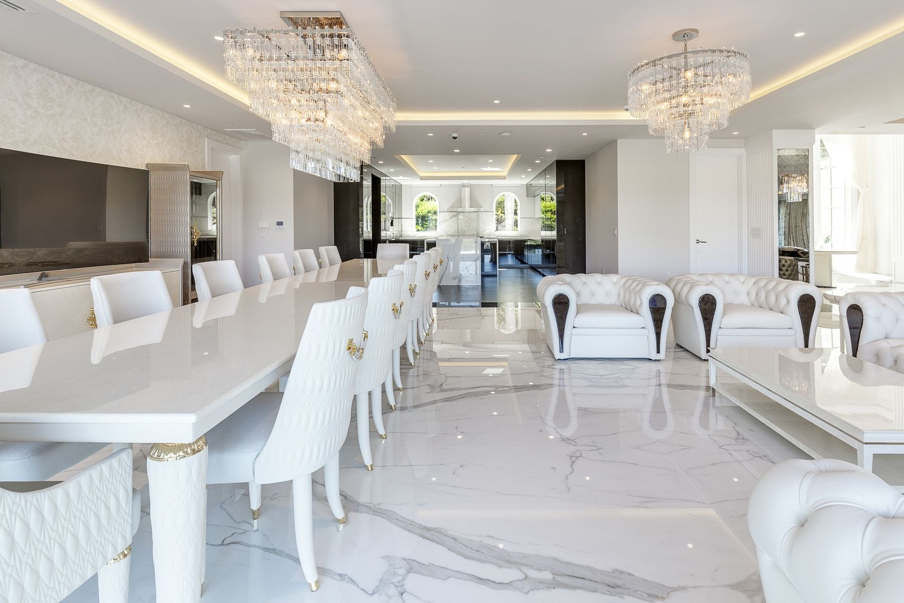 72 Inch Chain Crystal Tiered Rectangular Chandelier - Marignan