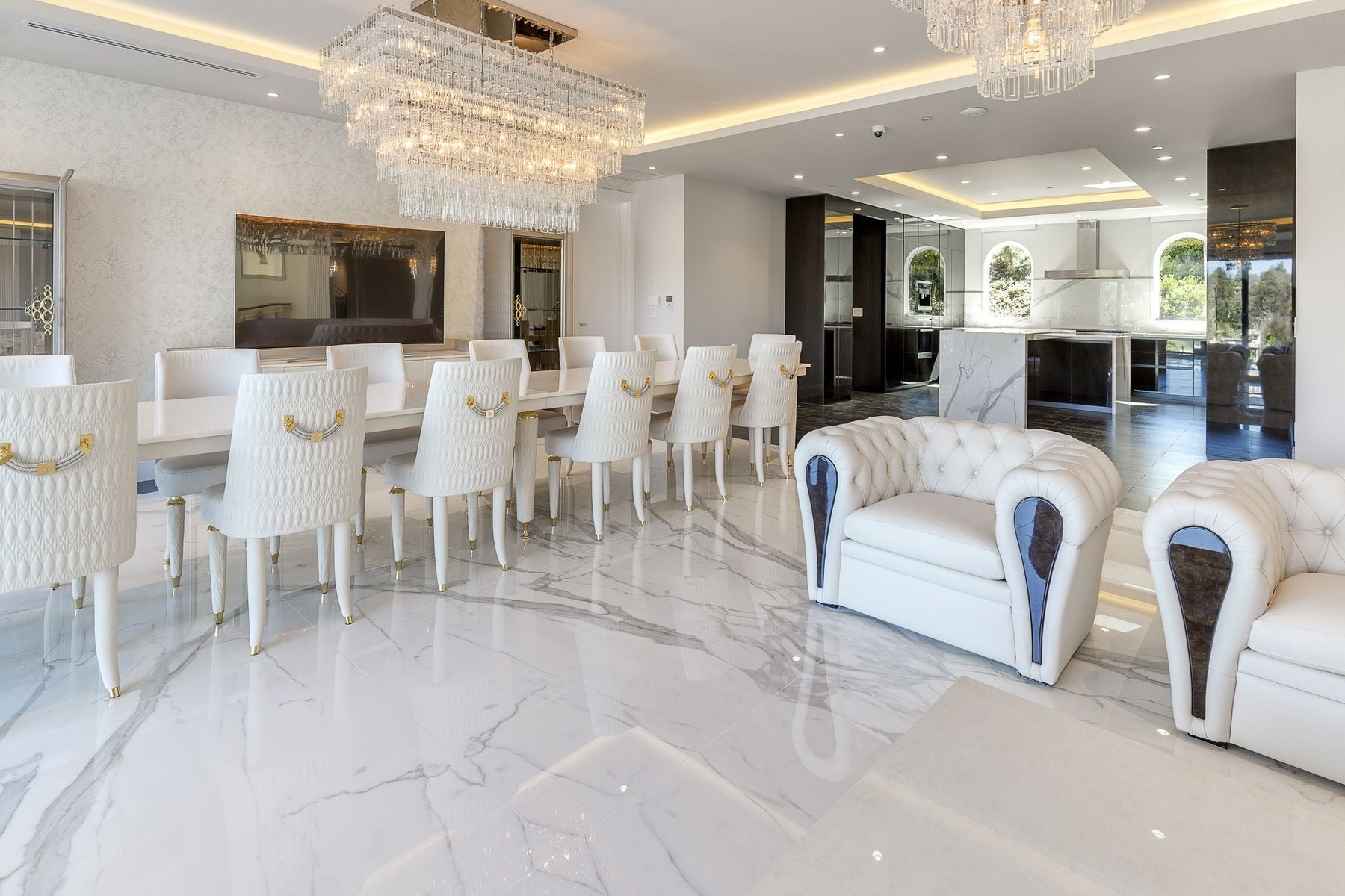 72 Inch Chain Crystal Tiered Rectangular Chandelier - Marignan