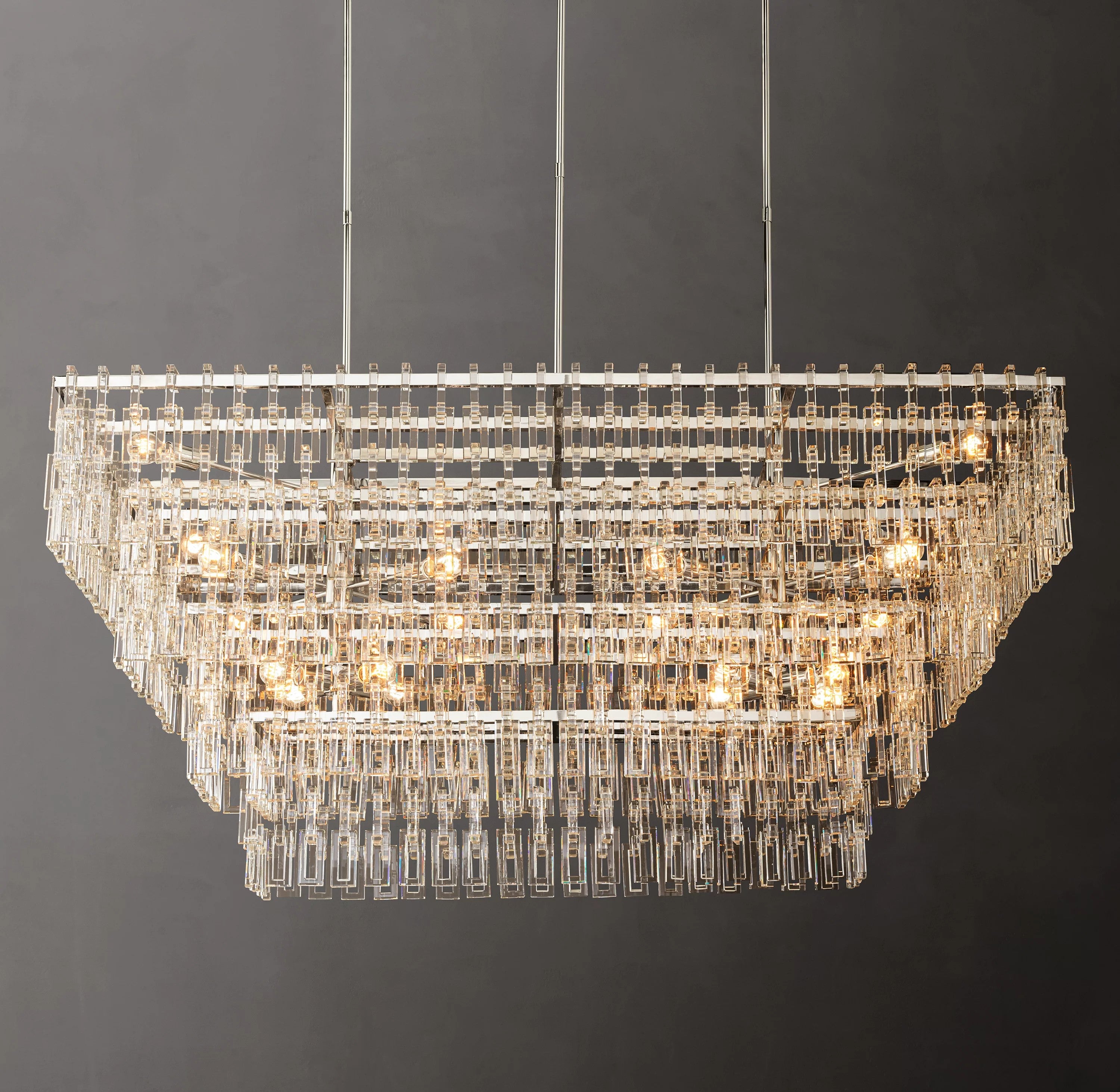 72 Inch Chain Crystal Tiered Rectangular Chandelier - Marignan