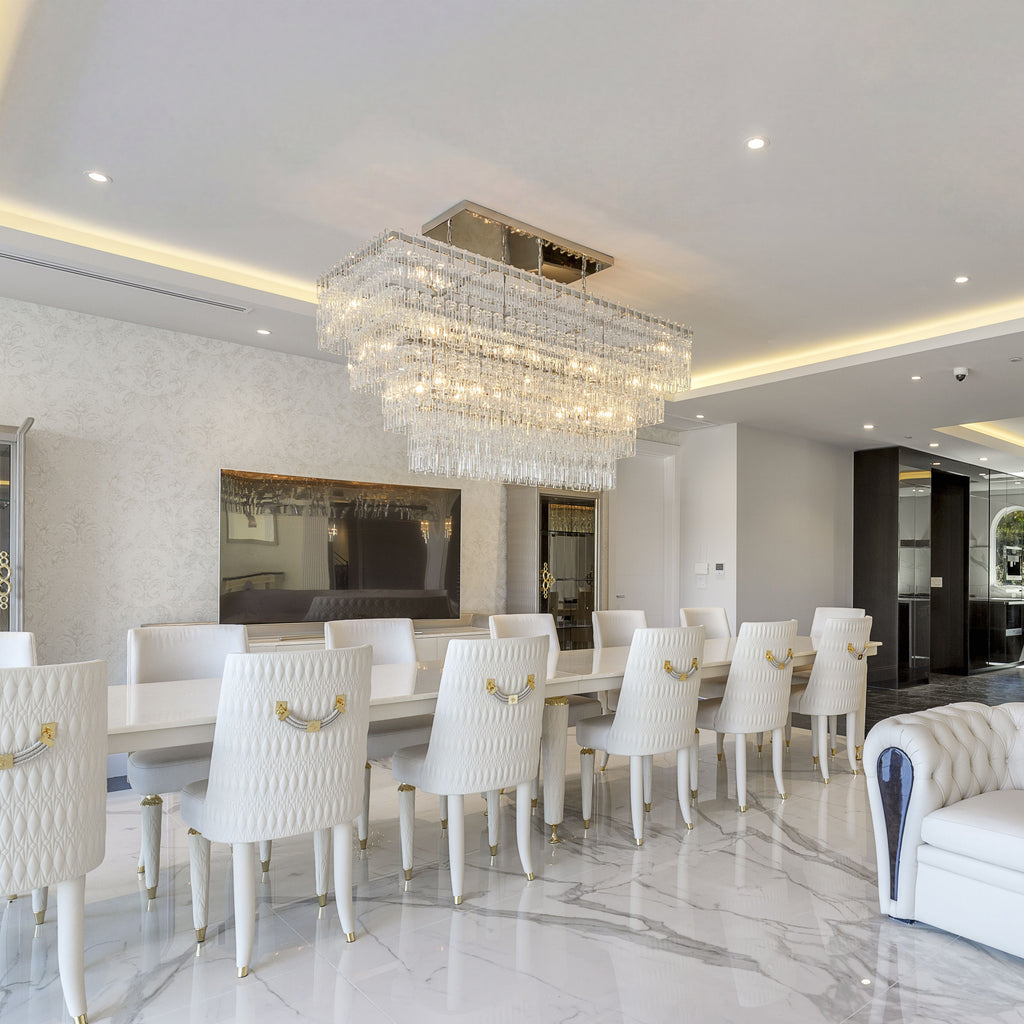 72 Inch Tiered Crystal Chain Rectangular Chandelier - Marignan