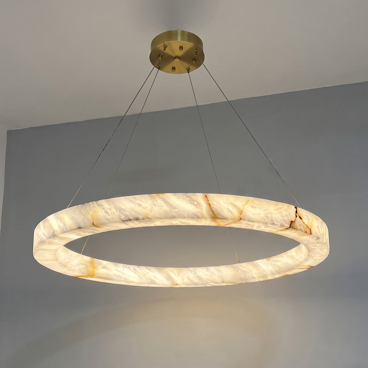 102 cm Alabaster Circular LED Chandelier - Rivage Lueur