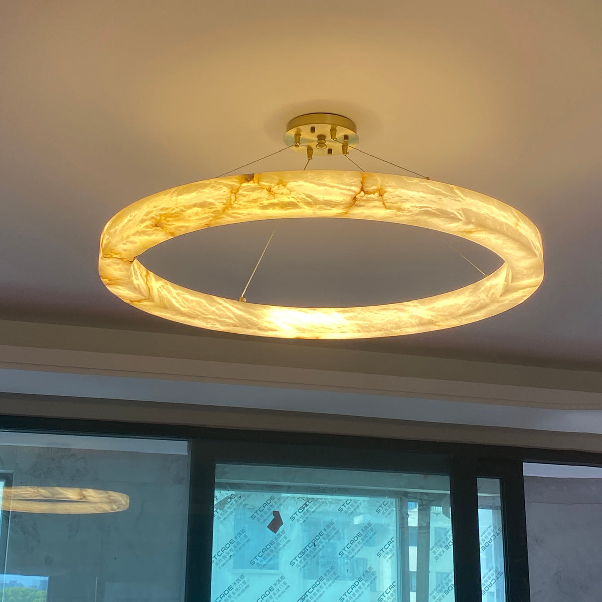 102 cm Alabaster Circular LED Chandelier - Rivage Lueur