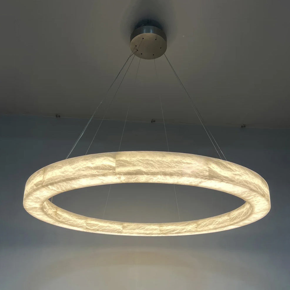 60 Inch Alabaster Circular LED Chandelier - Rivage Lueur