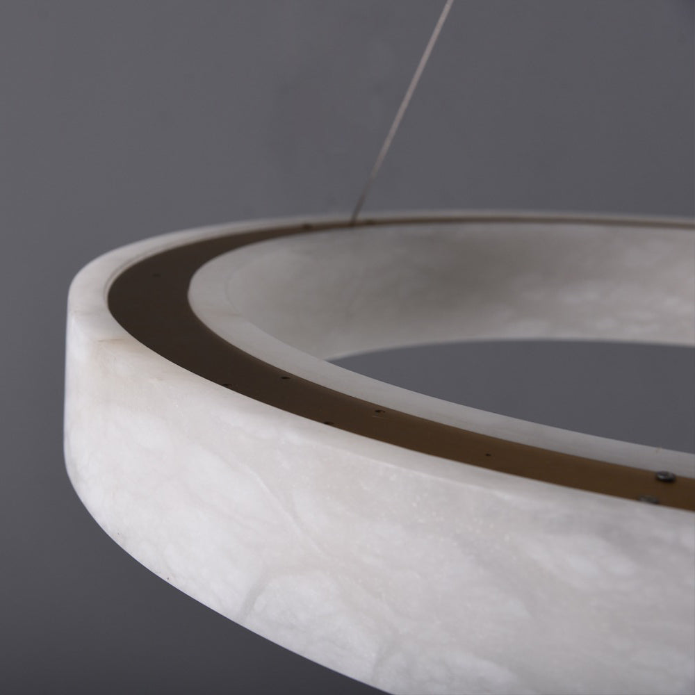 31 Inch Alabaster Circular LED Chandelier - Rivage Lueur