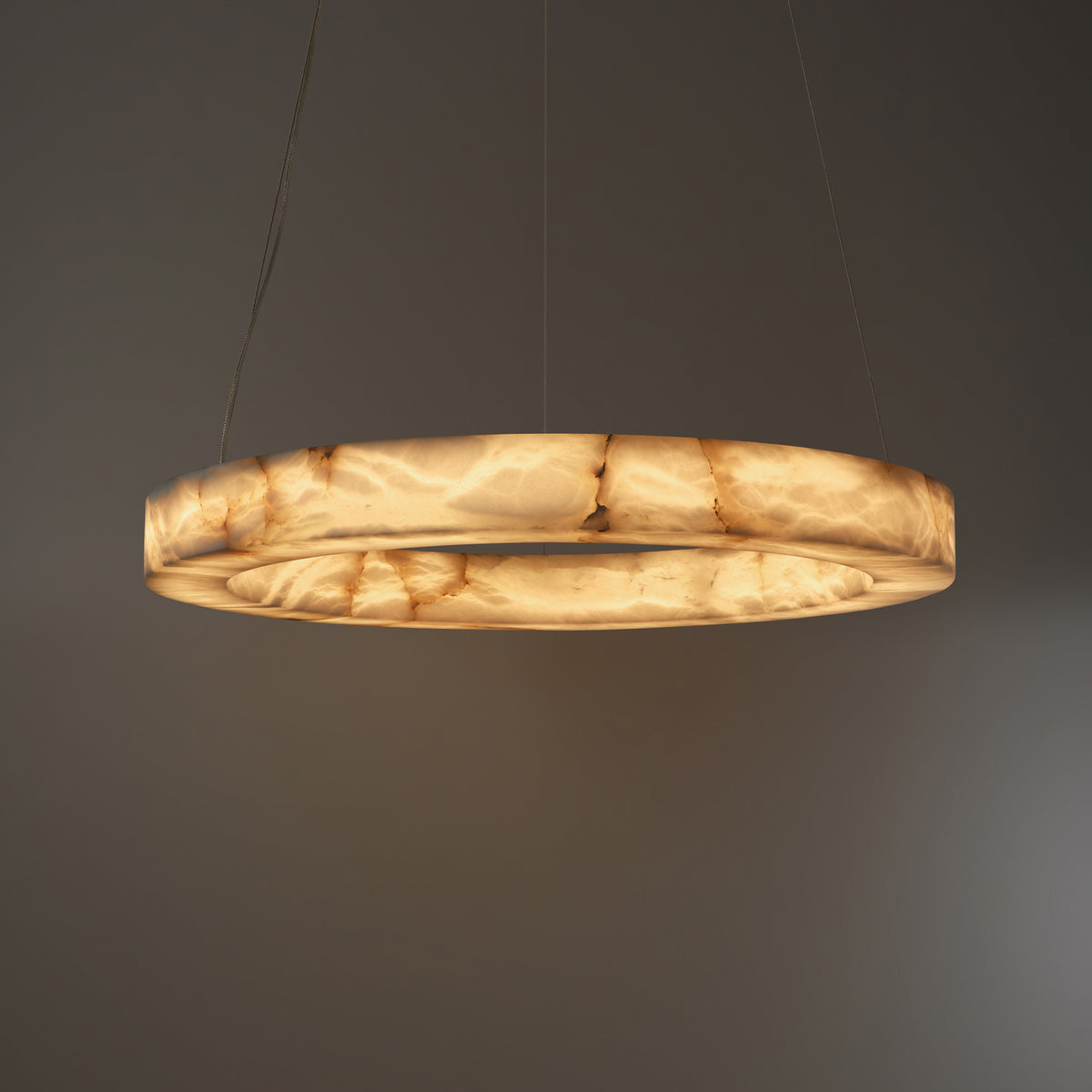 31 Inch Alabaster Circular LED Chandelier - Rivage Lueur