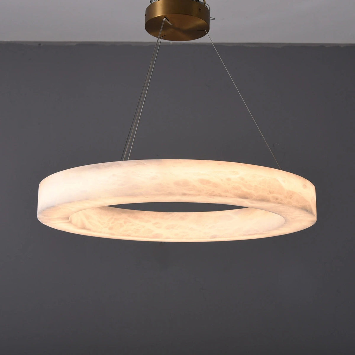 31 Inch Alabaster Circular LED Chandelier - Rivage Lueur