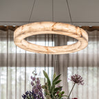 31 Inch Alabaster Circular LED Chandelier - Rivage Lueur