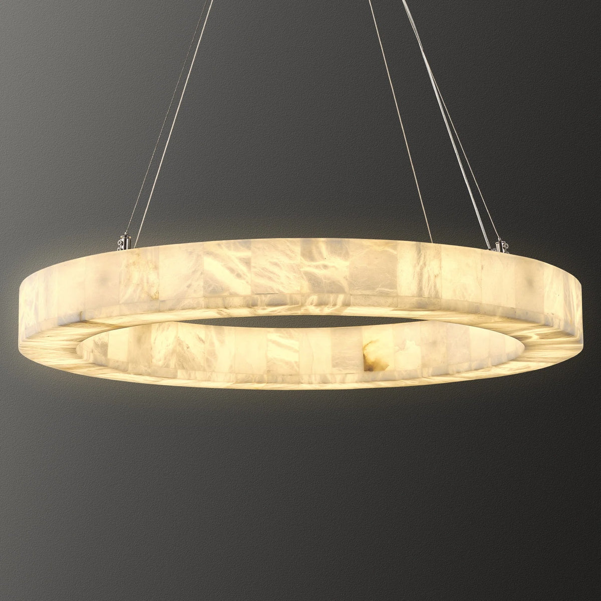 102 cm Alabaster Circular LED Chandelier - Rivage Lueur