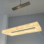 137 cm rechteckiger LED-Kronleuchter aus Alabaster - Rivage Lueur
