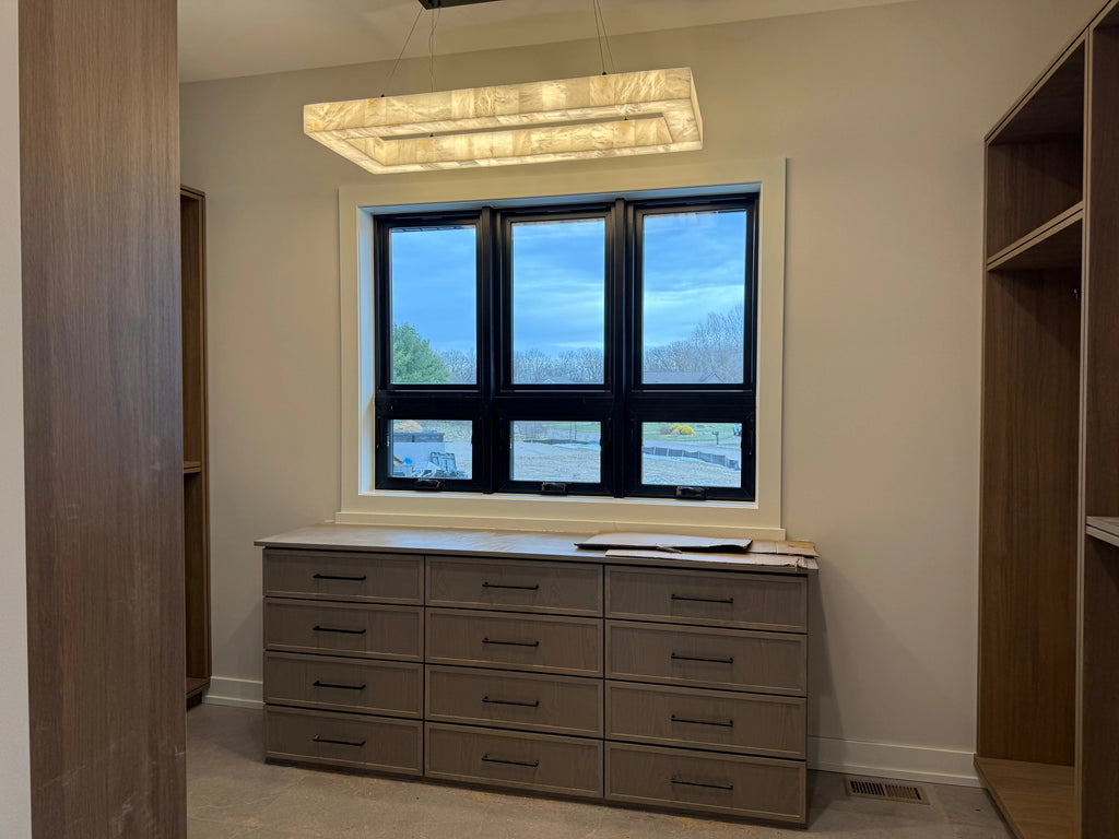 137 cm rechteckiger LED-Kronleuchter aus Alabaster - Rivage Lueur