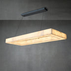 137 cm rechteckiger LED-Kronleuchter aus Alabaster - Rivage Lueur