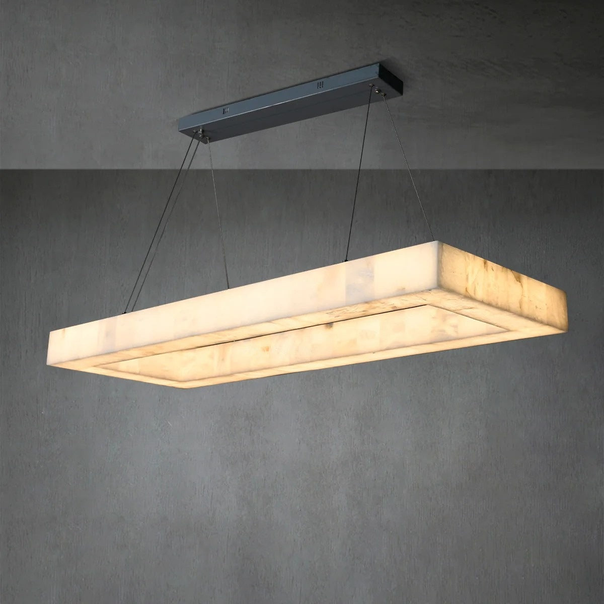 137 cm rechteckiger LED-Kronleuchter aus Alabaster - Rivage Lueur