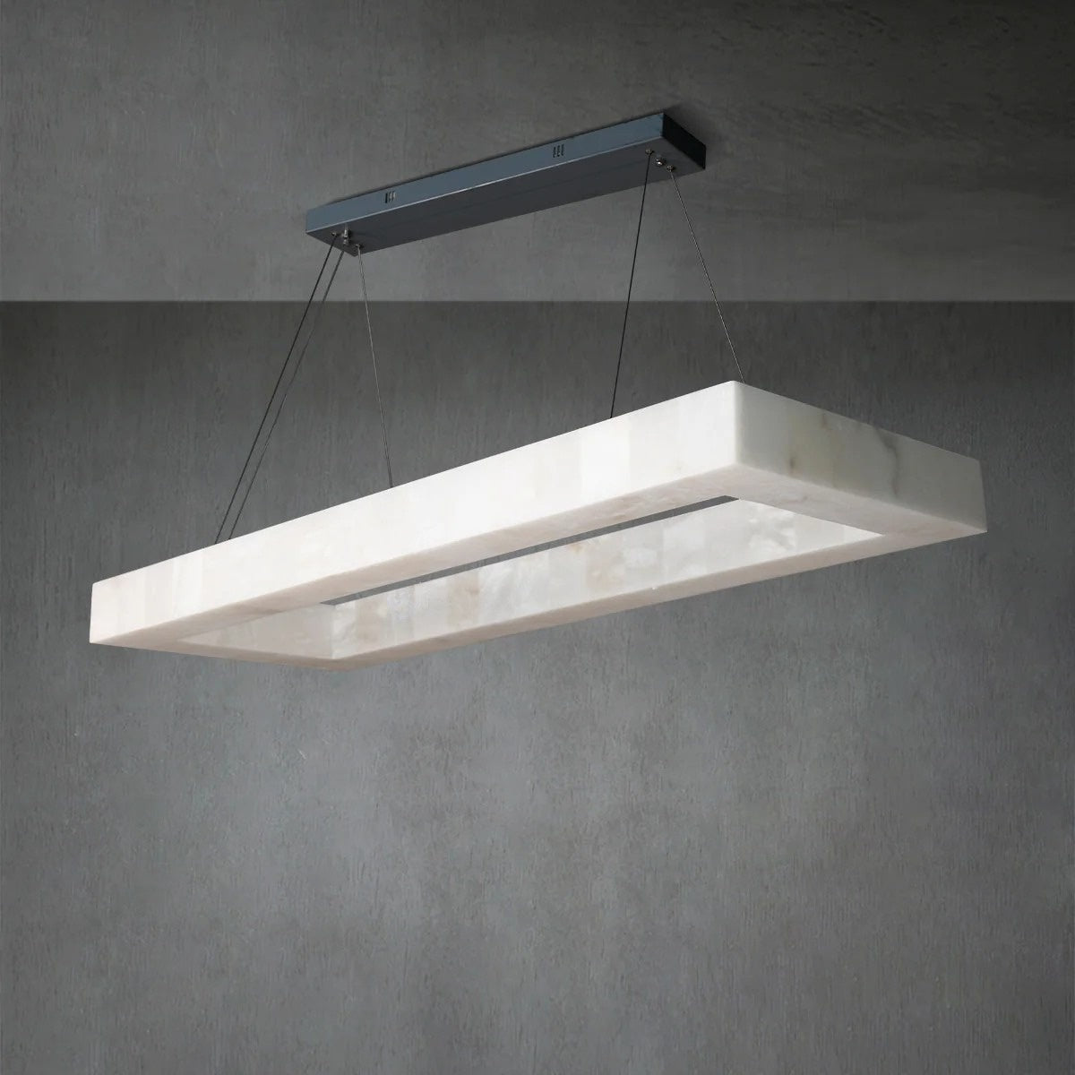 137 cm rechteckiger LED-Kronleuchter aus Alabaster - Rivage Lueur