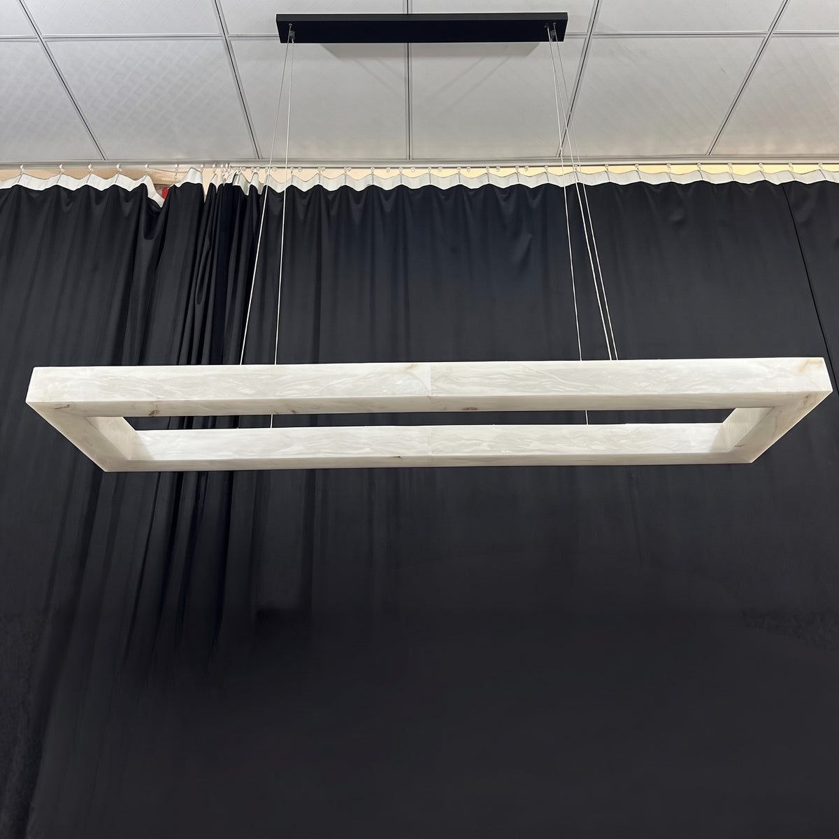 72 Inch Alabaster Rectangular LED Chandelier - Rivage Lueur